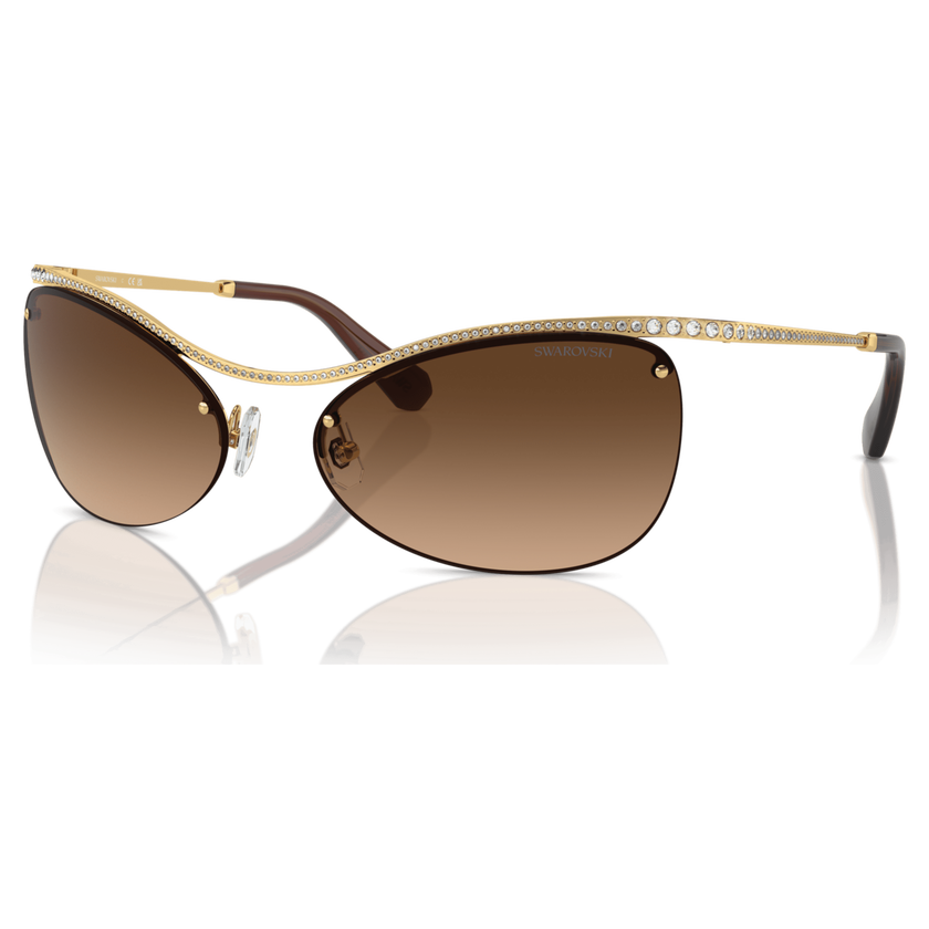 swarovski نظارة شمسية، شكل بيضاوي، sk7018 ov، لون بني