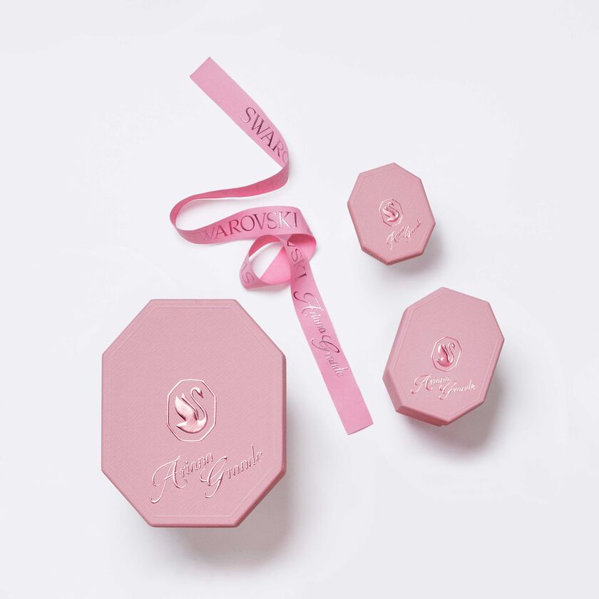 سوار ariana grande x swarovski، لؤلؤ كريستال، قطع باغيت، لون أبيض، طلاء روديوم