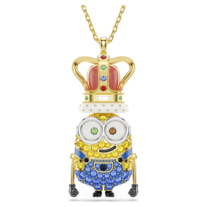 swarovski قلادة minions كينج بوب، ترصيع بافيه، ألوان متعددة، طلاء باللون الذهبي