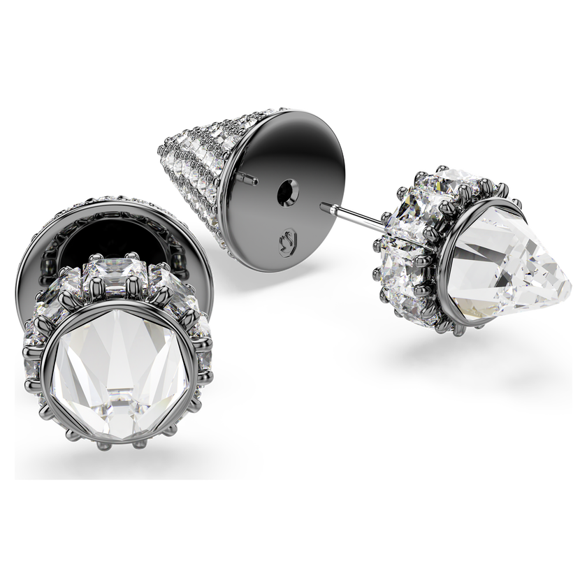 swarovski أقراط دبوسية sublima، شكل سن مدببة، لون أبيض، طلاء روثينيوم