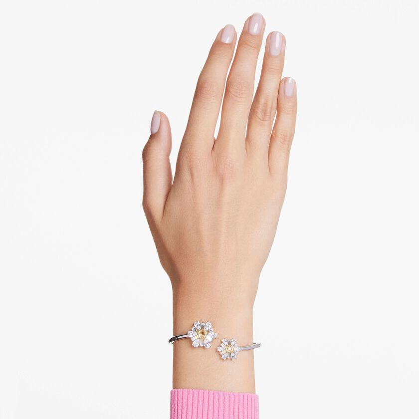 swarovski سوار idyllia، على شكل زهرة، لون أصفر، طلاء روديوم