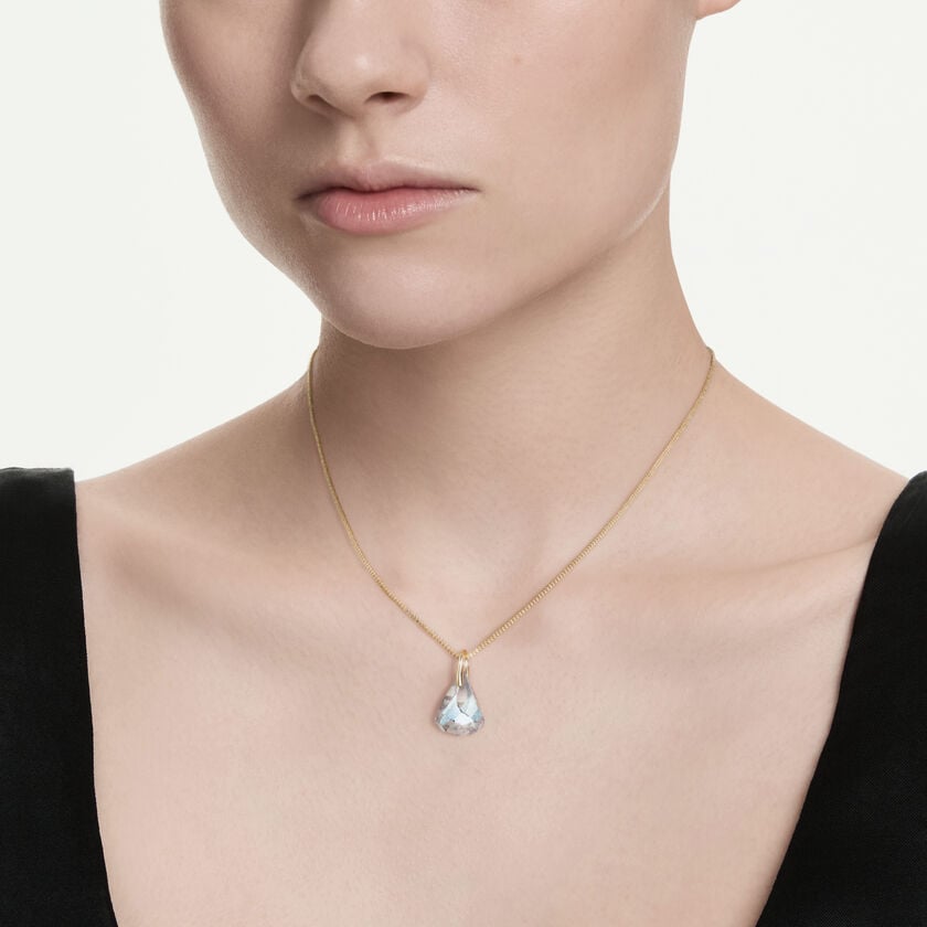 swarovski قلادة lunar، قطع بيضاوي، لون أبيض، لمسة نهائية من الذهب عيار 18 قيراط
