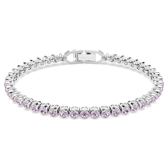 swarovski سوار تنس imber emily، قطع مُستدير، لون أرجواني، طلاء روديوم