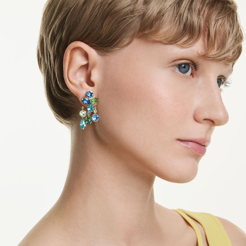 swarovski أقراط gema، قطع متنوع، ألوان متعددة، طلاء باللون الذهبي