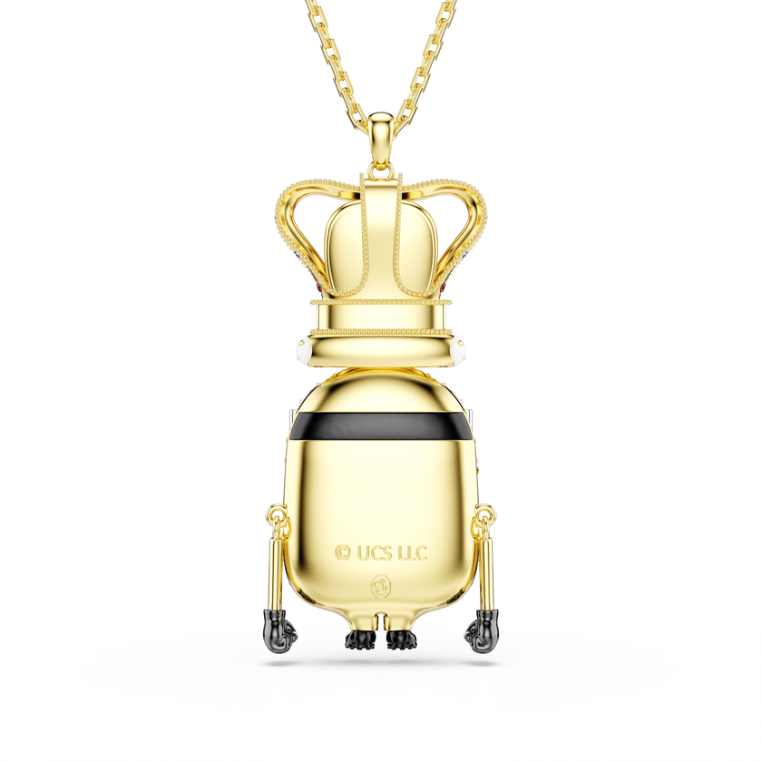 swarovski قلادة minions كينج بوب، ترصيع بافيه، ألوان متعددة، طلاء باللون الذهبي