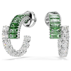 swarovski matrix hoop earrings mixed cuts green rhodium plated