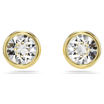 swarovski أقراط دبوسية imber، قطع مُستدير، لون أبيض، لمسة نهائية من الذهب عيار 18 قيراط