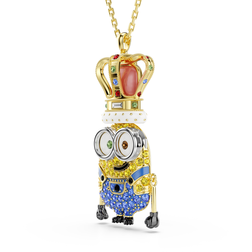 swarovski قلادة minions كينج بوب، ترصيع بافيه، ألوان متعددة، طلاء باللون الذهبي