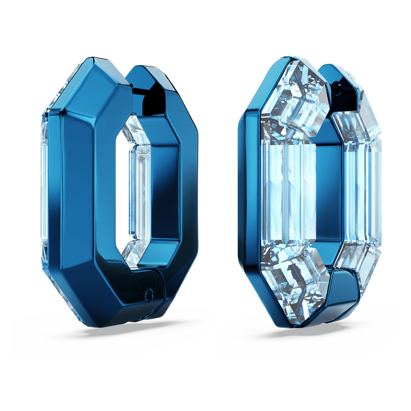 swarovski أقراط حلقية lucent، شكل مثمن، حجم صغير، لون أزرق