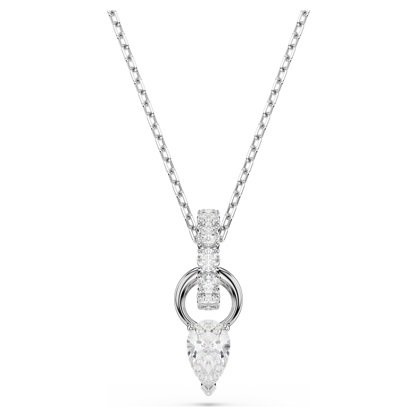swarovski طقم mesmera، قطع على شكل كمثرى، قطع مستدير، لون أبيض، طلاء روديوم