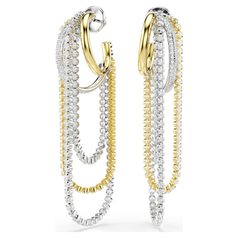 swarovski أقراط hyperbola، طبقات، قطع مستدير، لون أبيض، لمسة نهائية من معادن مختلطة