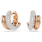 swarovski أقراط حلقية dextera، قطع مستدير، حجم صغير، لون أبيض، طلاء باللون الذهبي الوردي