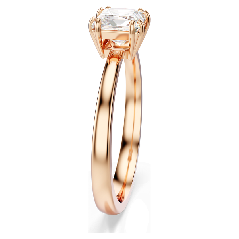 swarovski خاتم attract، قطع مربع، لون أبيض، طلاء باللون الذهبي الوردي