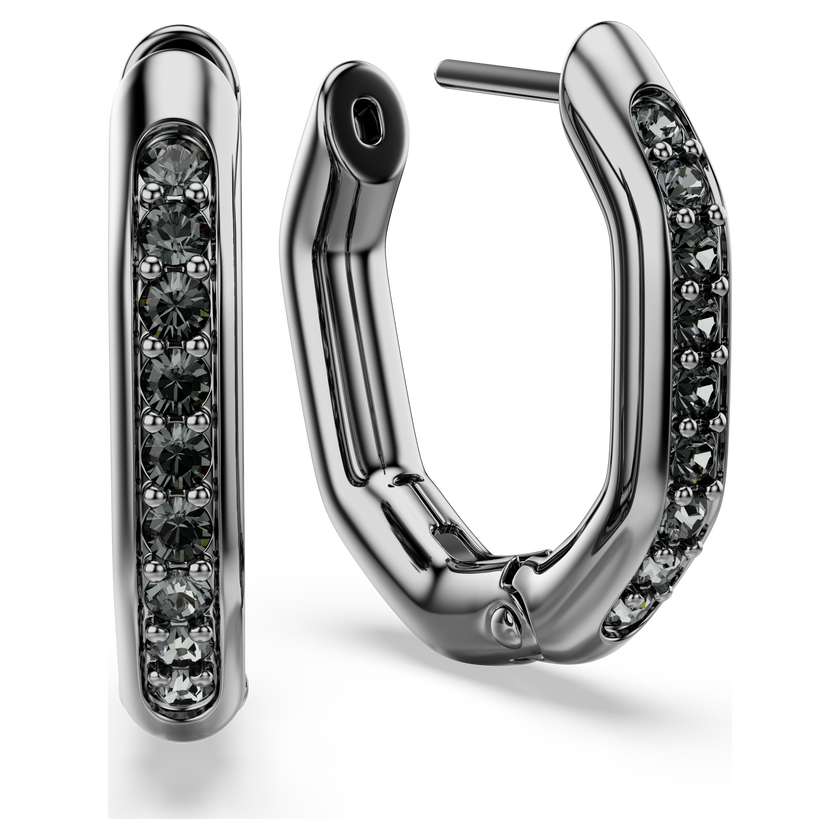 swarovski أقراط حلقية dextera، شكل مثمن، قطع مستدير، لون أبيض، طلاء روثينيوم