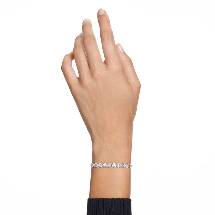 swarovski سوار تنس una angelic،   قطع مستدير، حجم صغير، لون أبيض، طلاء روديوم