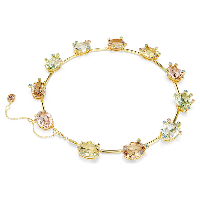 swarovski عقد gema tennis، قطع متنوع، ألوان متعددة، طلاء باللون الذهبي