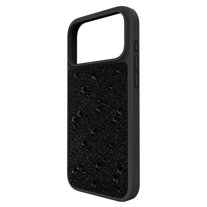 swarovski حافظة high للهاتف الذكي، كريستالات مسطحة من الخلف، iphone  17 pro max، لون أسود