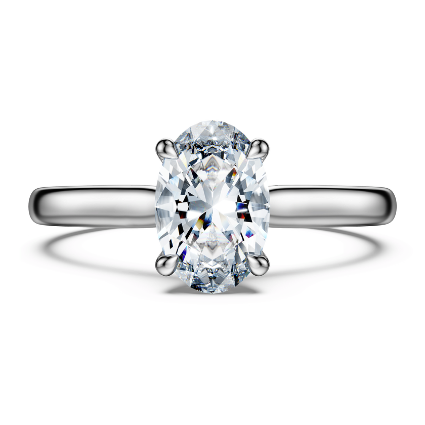 swarovski خاتم سوليتير eternity، أحجار ألماس مُصنعة في المختبر بإجمالي 1 قيراط، قطع بيضاوي، ذهب أبيض عيار 18