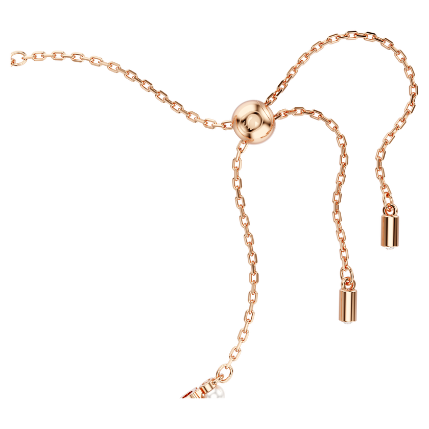 swarovski سوار matrix tennis، لؤلؤ كريستال، قطع مستدير، لون أبيض، طلاء باللون الذهبي الوردي