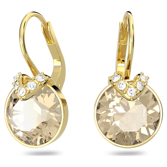 swarovski أقراط bella v متدلية، قطع مستدير، لون ذهبي، طلاء بلون ذهبي