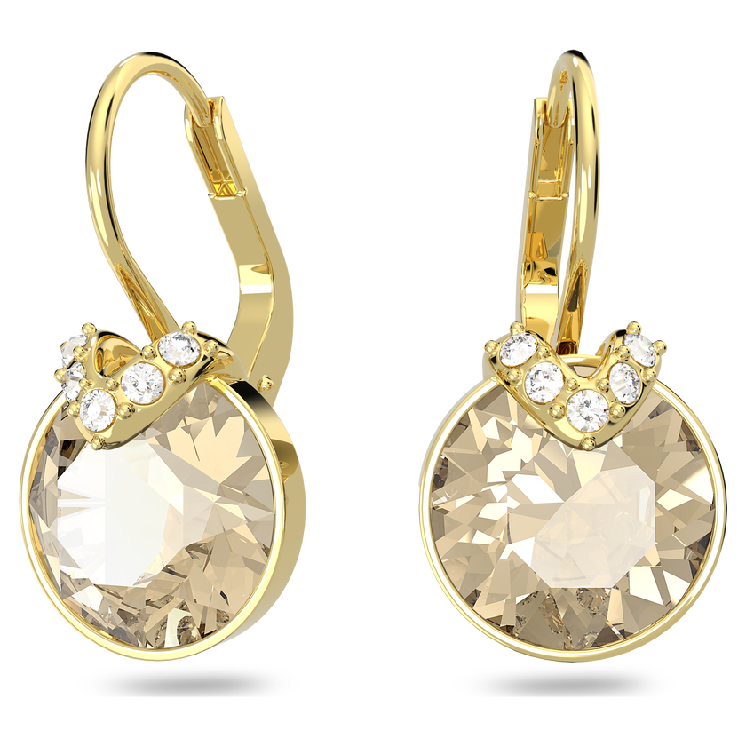 swarovski أقراط bella v متدلية، قطع مستدير، لون ذهبي، طلاء بلون ذهبي