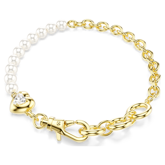 swarovski سوار idyllia، لآلئ كريستال، لون أبيض، طلاء باللون الذهبي