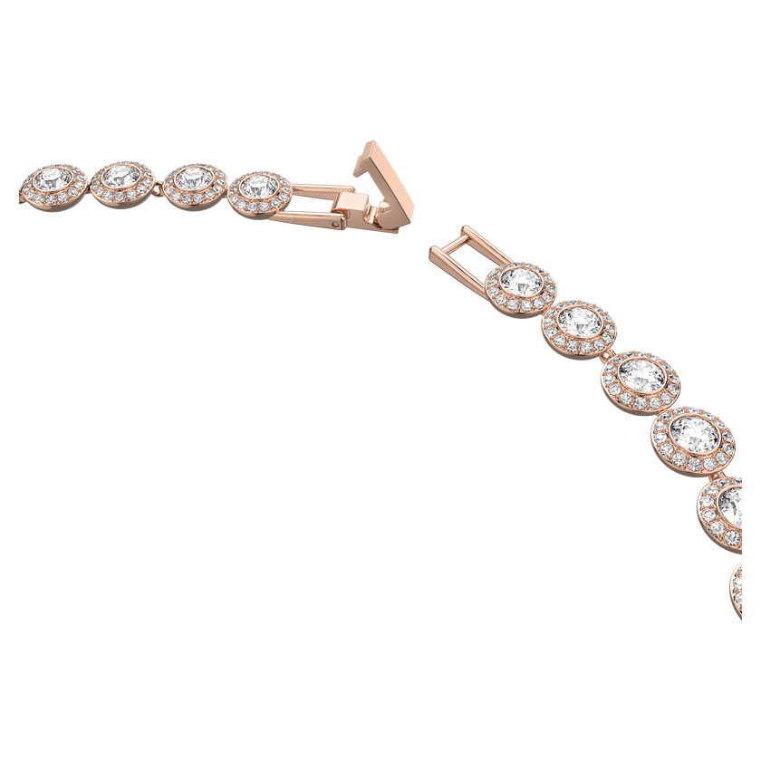 swarovski عقد تنس una angelic، قطع مستدير، لون أبيض، طلاء ذهبي وردي