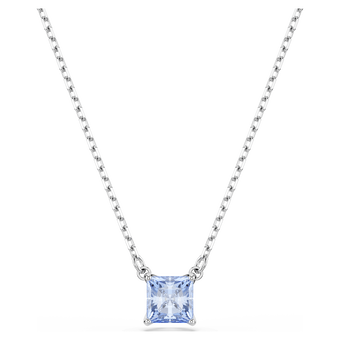 swarovski matrix pendant square cut blue rhodium plated
