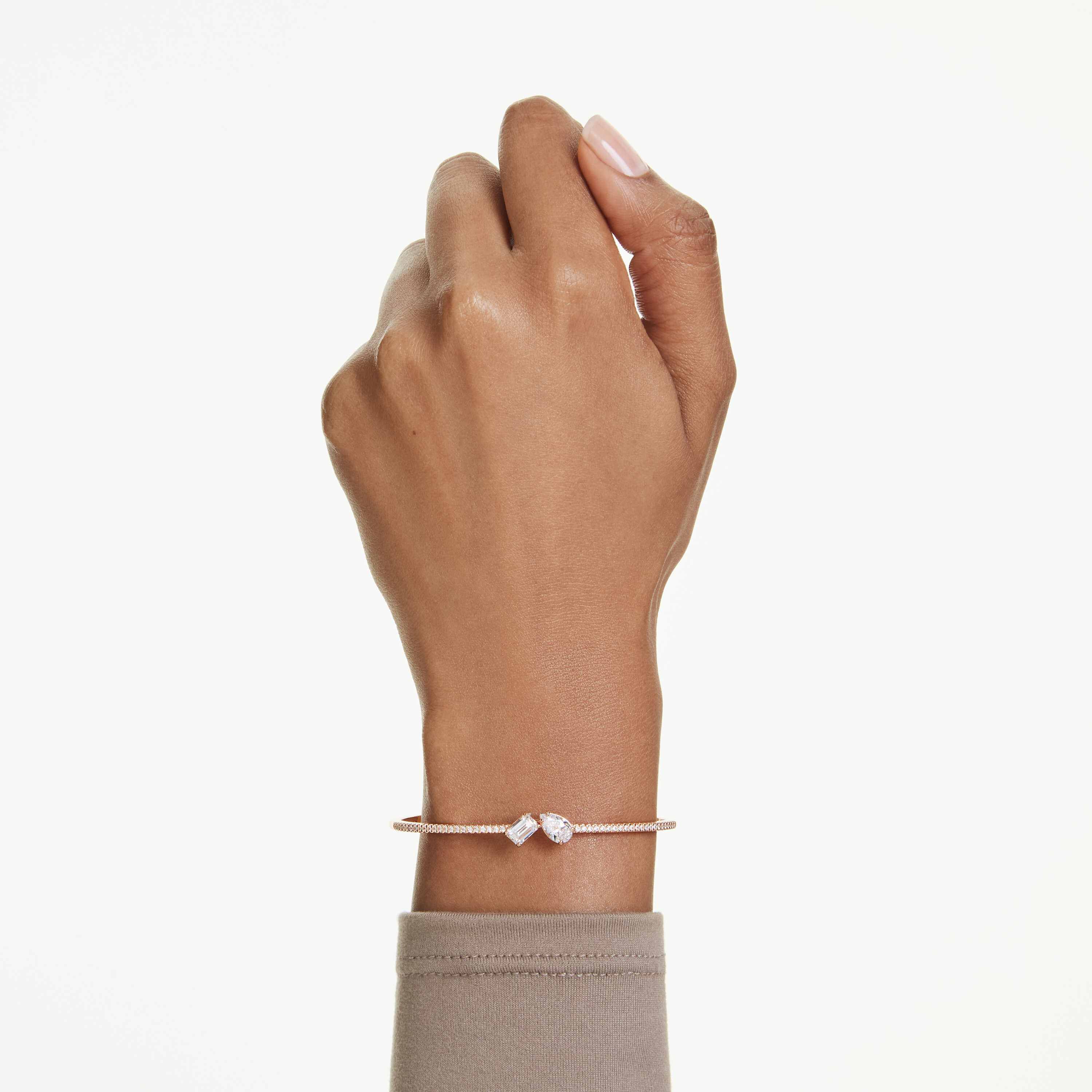 swarovski سوار mesmera، قطع متنوع، لون أبيض، طلاء باللون الذهبي الوردي