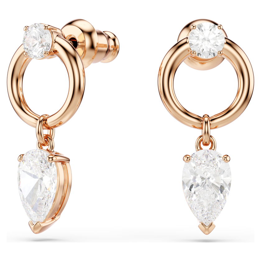swarovski طقم mesmera، قطع على شكل كمثرى، قطع مستدير، لون أبيض، طلاء باللون الذهبي الوردي