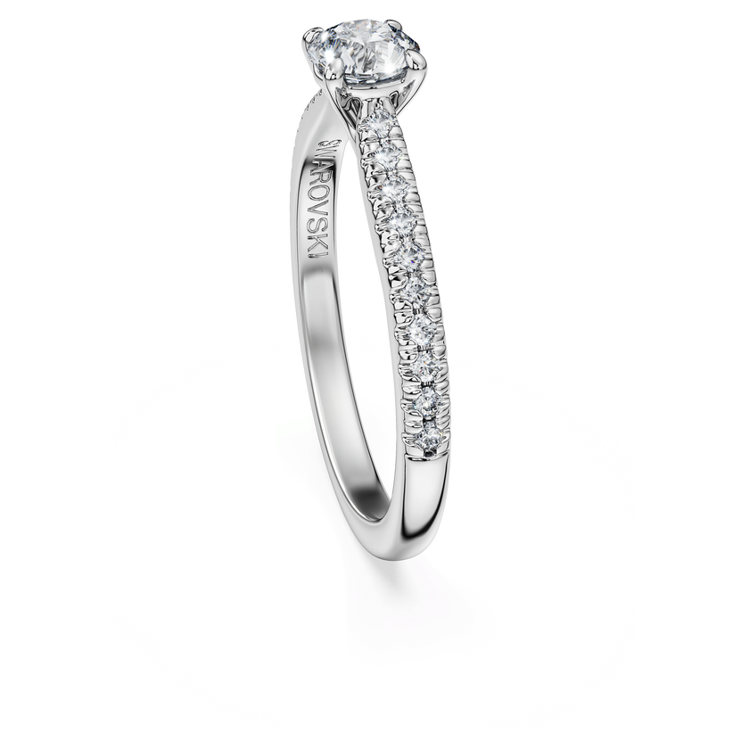 swarovski خاتم سوليتير eternity، ألماس مُصنع في المختبر إجمالي 0 7 قيراط، شكل دائري، ذهب أبيض عيار 18 قيراط