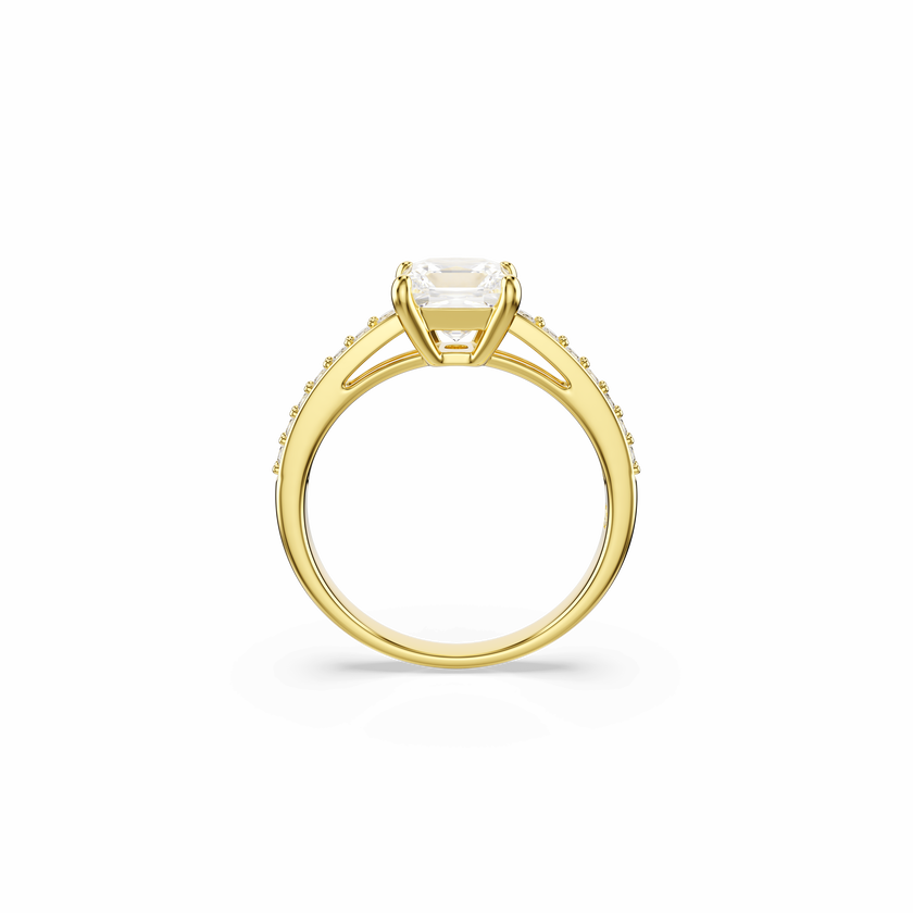 swarovski خاتم attract، قطع مربع، ترصيع بافيه، لون أبيض، لمسة نهائية من الذهب عيار 18 قيراط
