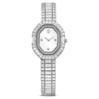 swarovski ساعة يد matrix octagon، قطع باغيت، سوار معدني، لون فضي، ستانلس ستيل