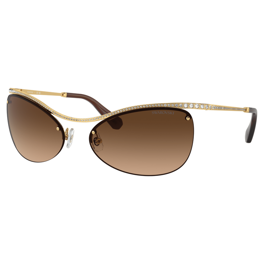 swarovski نظارة شمسية، شكل بيضاوي، sk7018 ov، لون بني