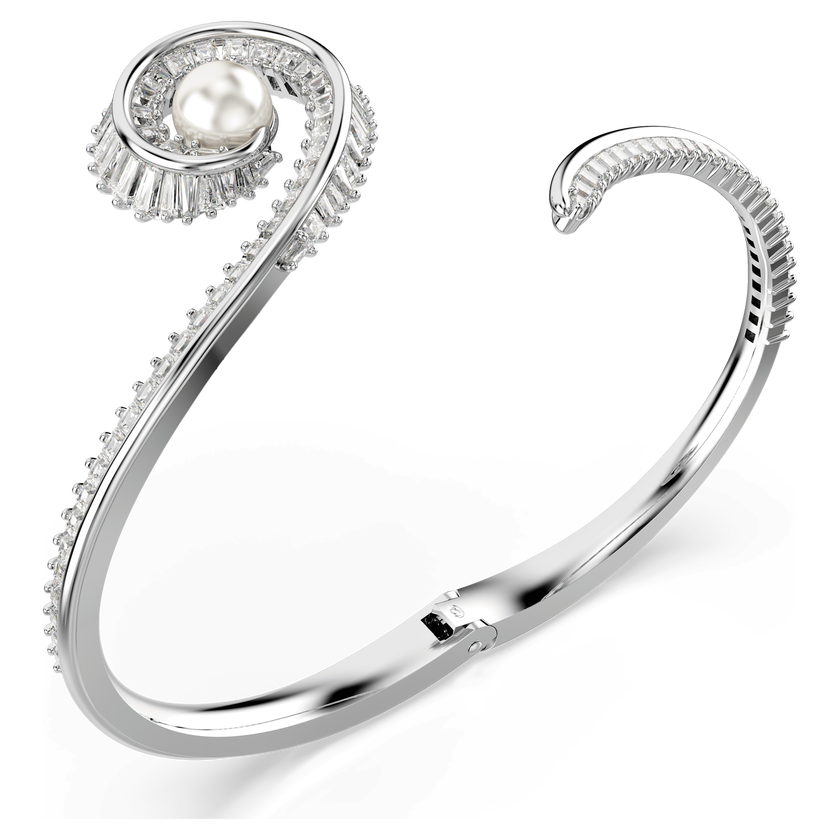 سوار ariana grande x swarovski، لؤلؤ كريستال، قطع باغيت، لون أبيض، طلاء روديوم