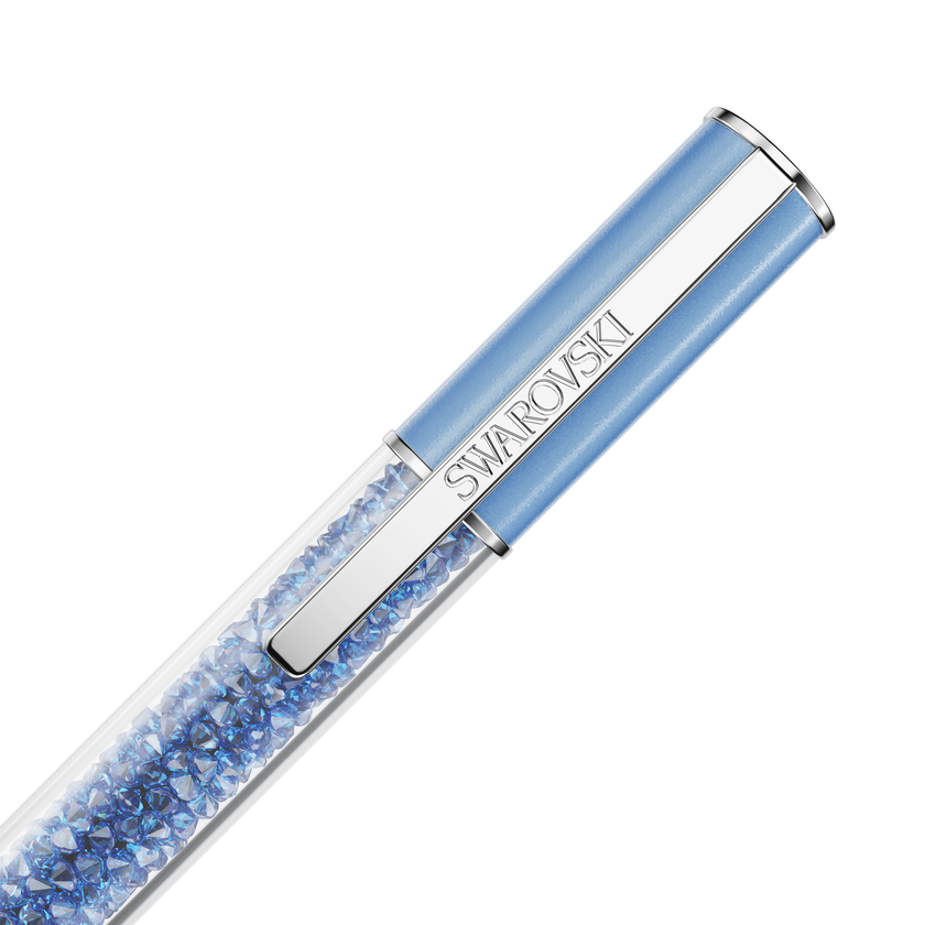swarovski قلم حبر جاف crystalline، أحجار كريستال recreated ، لون أزرق، طلاء أزرق لامع، طلاء كروم