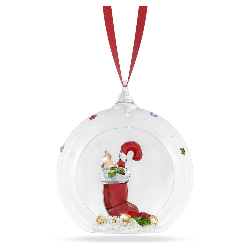 swarovski holiday cheers، زينة شكل كرة بجورب وحلوى