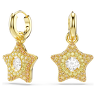 swarovski أقراط متدلية sublima، قطع مستدير، نجمة، ألوان متعددة، لمسة نهائية من الذهب عيار 18 قيراط