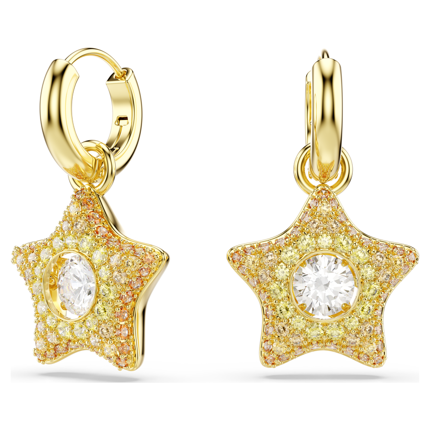swarovski أقراط متدلية sublima، قطع مستدير، نجمة، ألوان متعددة، لمسة نهائية من الذهب عيار 18 قيراط