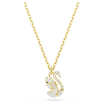 swarovski قلادة swan، قطع متنوع، شكل بجعة، لون أبيض، لمسة نهائية من الذهب عيار 18 قيراط
