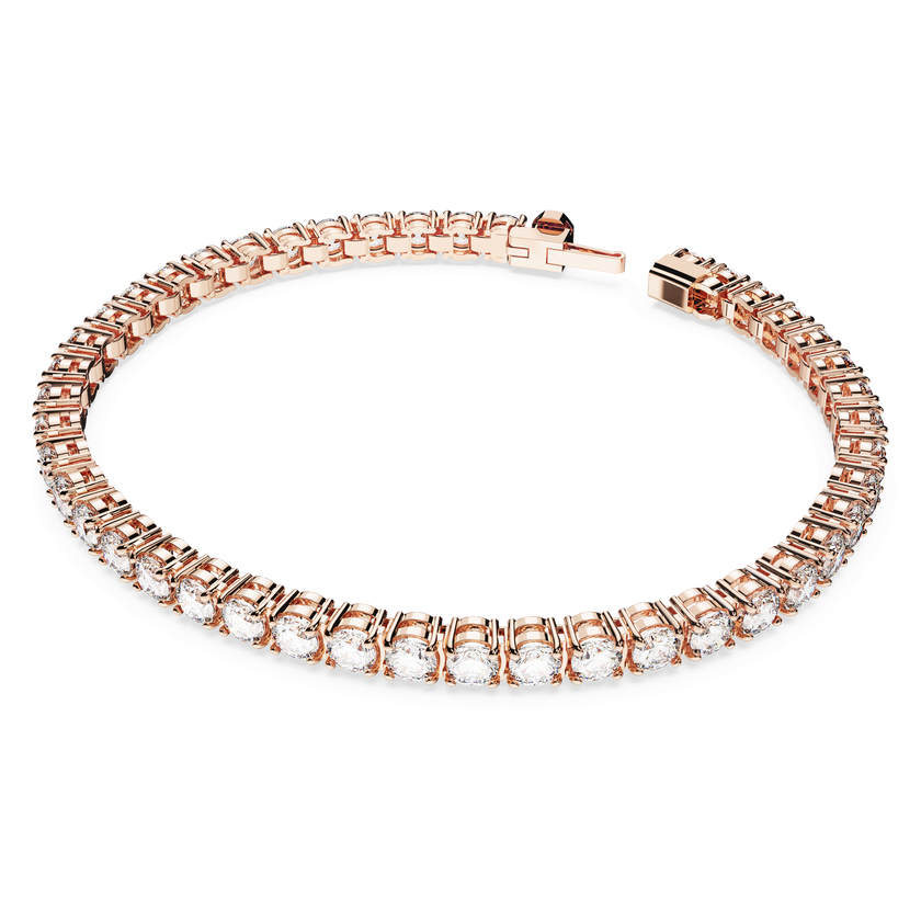 swarovski سوار matrix tennis، قطع مستدير، لون أبيض، طلاء بلون ذهبي وردي