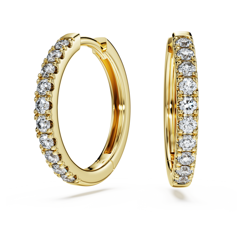 swarovski أقراط حلقية eternity، ألماس مُصنع في المختبر إجمالي 0 5 قيراط، شكل دائري، ذهب أصفر عيار 18 قيراط