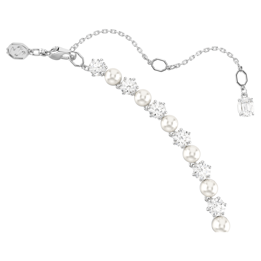 swarovski عقد matrix tennis، لآلئ كريستال، قطع مستدير، لون أبيض، طلاء روديوم