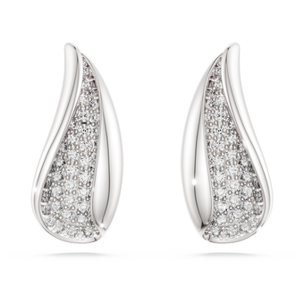 swarovski أقراط متدلية classica، قطع مستدير، لون أبيض، فضة استرليني