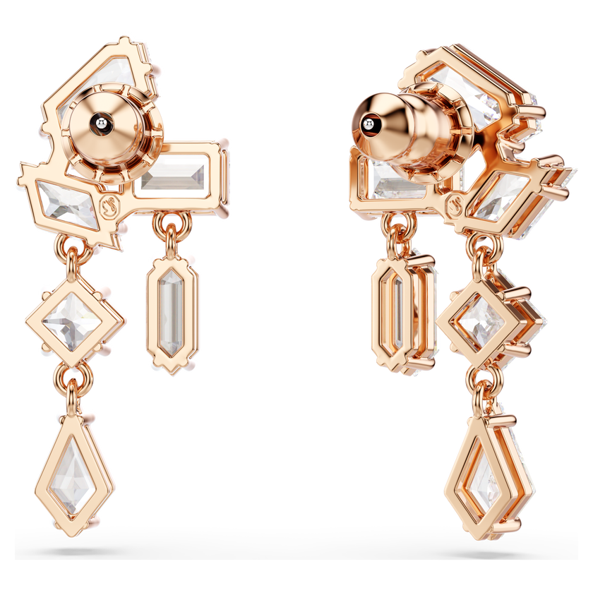 swarovski أقراط متدلية mesmera، قطع متنوع، لون أبيض، طلاء باللون الذهبي الوردي