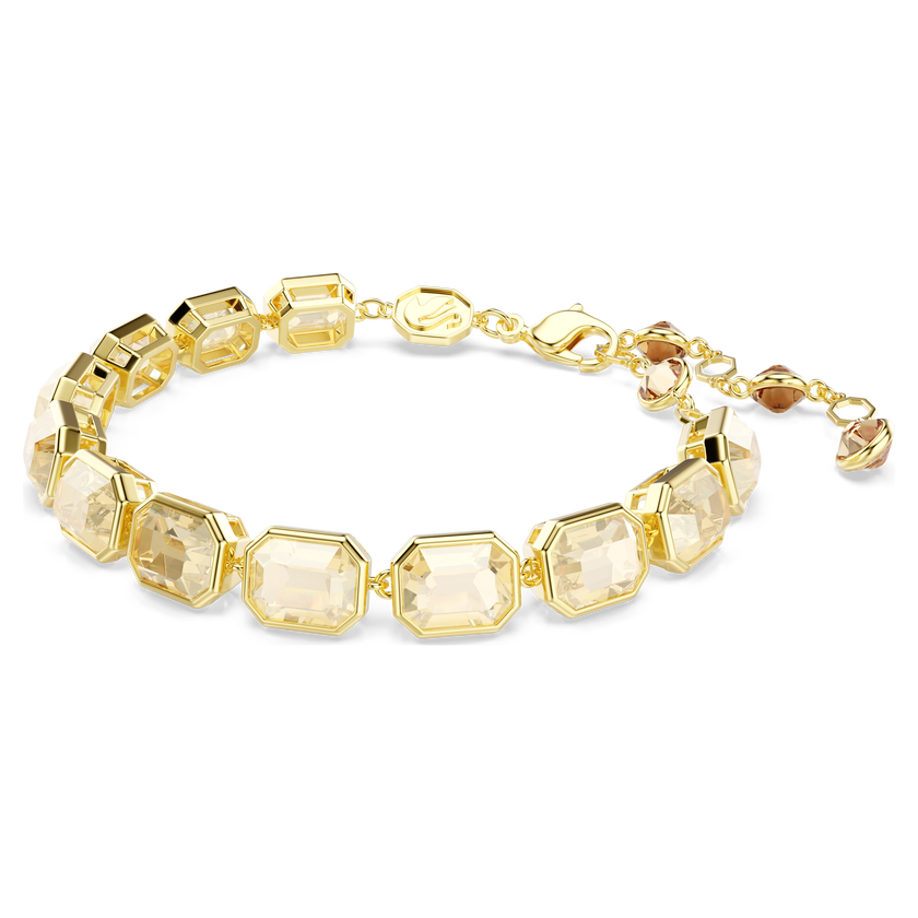 swarovski عقد millenia tennis، قطع مثمن، لون كراميل، طلاء باللون الذهبي