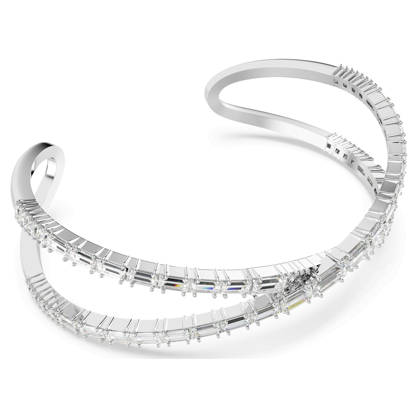 swarovski سوار hyperbola عريضة، شكل إنفينيتي، لون أبيض، طلاء روديوم