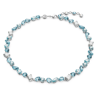 عقد Gema، قطع متنوع، لون أزرق، طلاء روديوم swarovski عقد gema، قطع متنوع، لون أزرق، طلاء روديوم