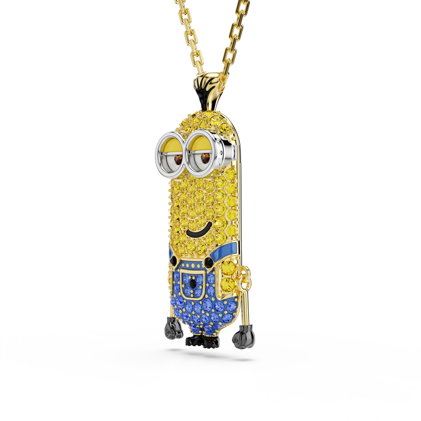 swarovski قلادة minions كيفن، ترصيع بافيه، ألوان متعددة، طلاء باللون الذهبي
