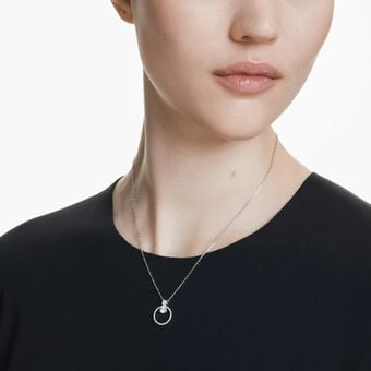 swarovski قلادة constella، ترصيع بافيه، قطع مُستدير، لون أبيض، طلاء روديوم